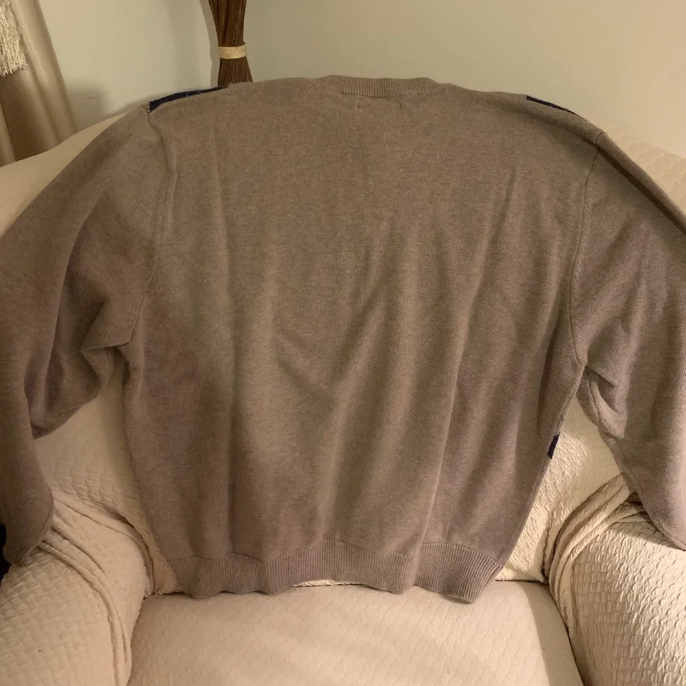 Tan, navy and cream color argyle style sweater. - Picture 5 of 5